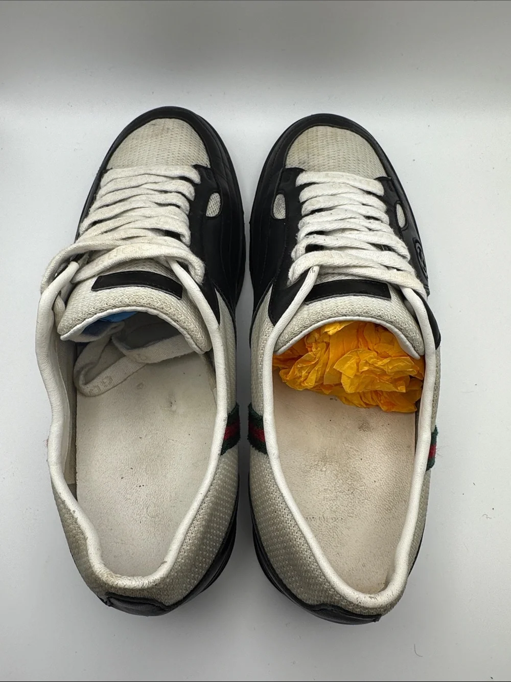 Gucci Vintage Low-Top Sneakers – Web Stripe – Leather & Mesh - Size US 7.5